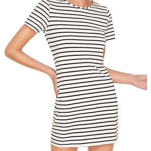 Black and white striped t-shirt dress